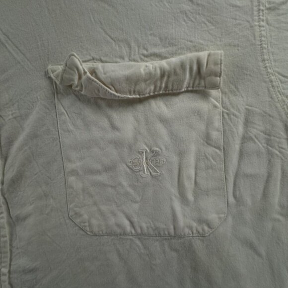 Calvin Klein Long Sleeve Button Up Shirt Men Size 100 (XL) Ivory Soft Viscose ** - Picture 7 of 16